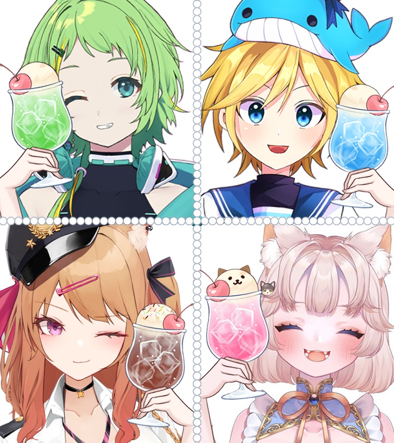 【PNG&PSD】クリームソーダ+腕素材【Vtuber素材 / イラスト使用OK】