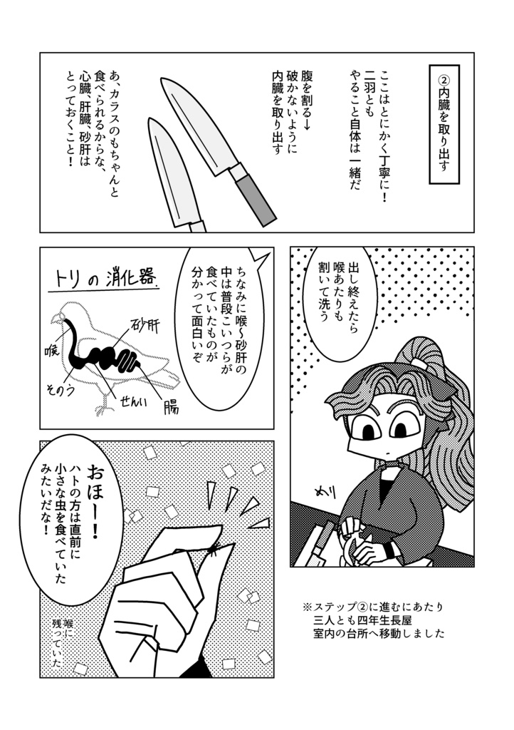 四年い組と竹谷先輩が野鳥を捌いて食べる本