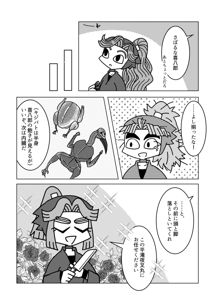 四年い組と竹谷先輩が野鳥を捌いて食べる本