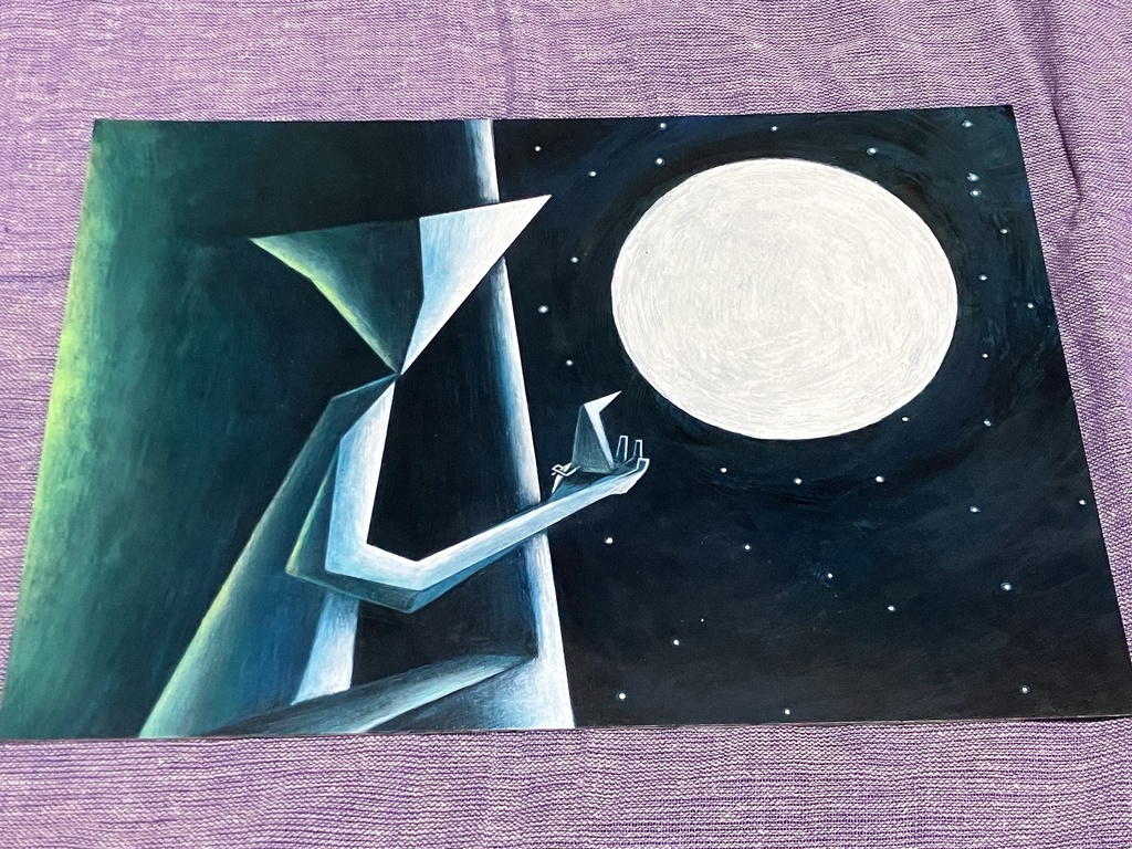 絵「月の光に誘われて」原画