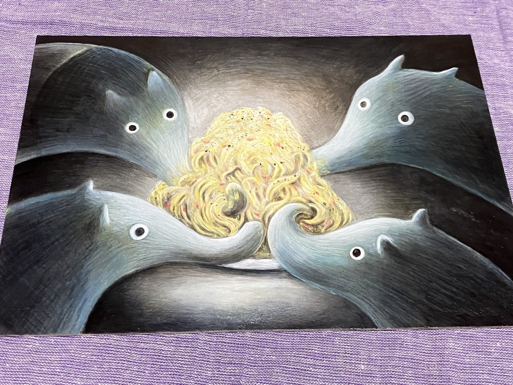 絵「カルボナーラには目が無い」原画