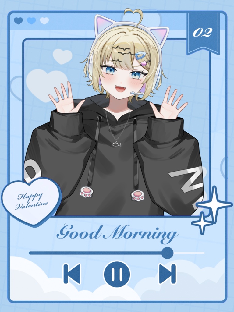 【動く】バレンタインver!音楽再生ウィンドウ風おはV素材【Vtuber素材】