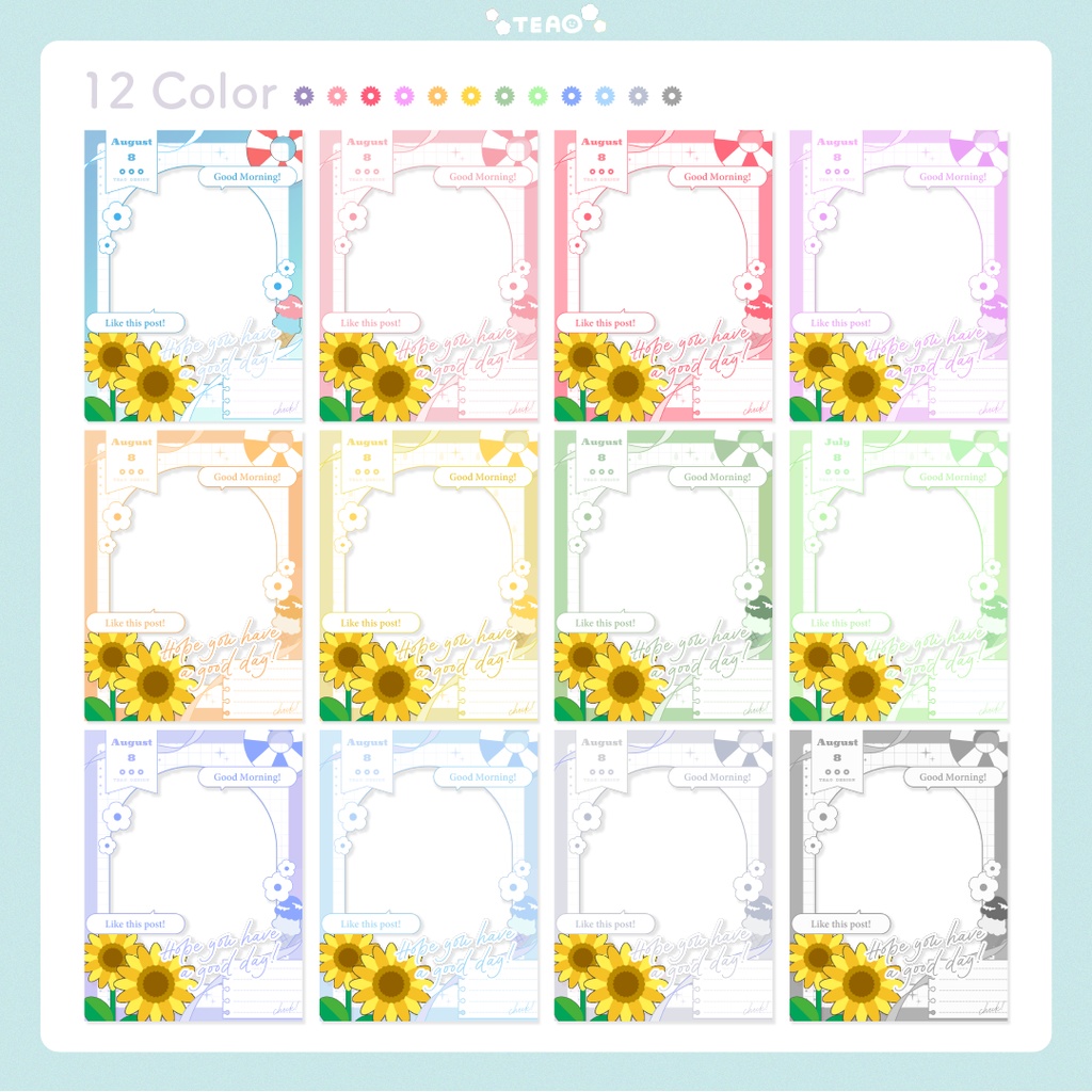 【おはよう素材】重ねるだけ!SNS向けおはよう素材!【8月版】