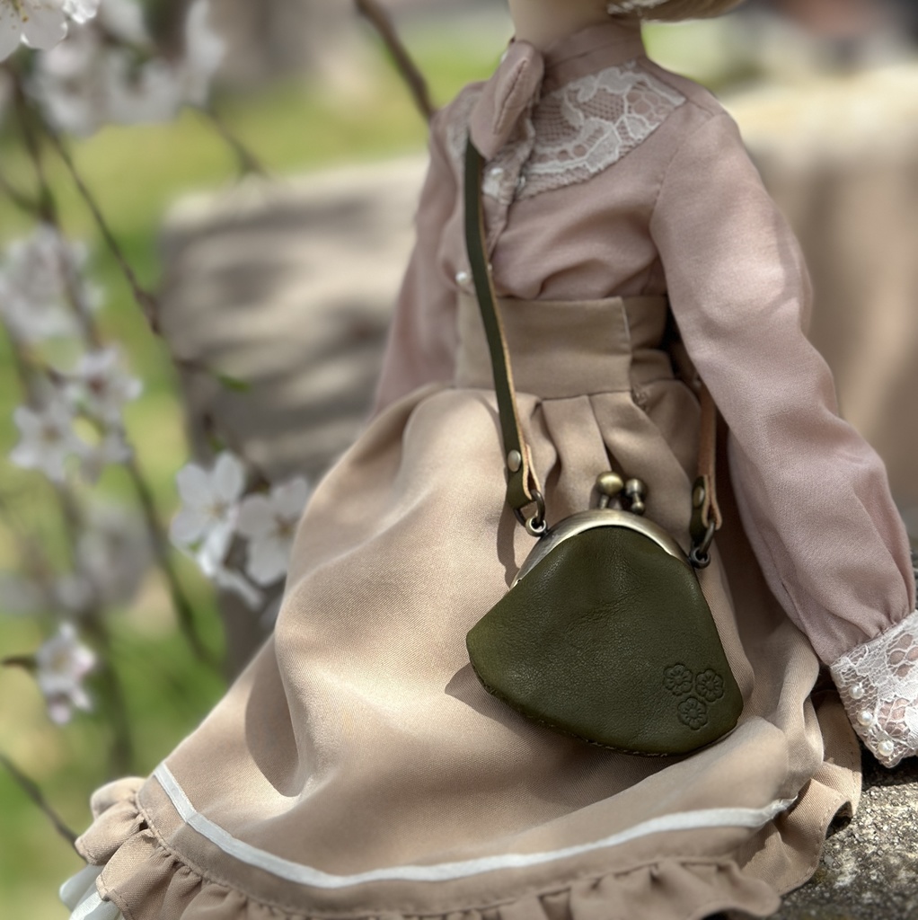 本革 がま口ポシェット 40センチドールサイズ