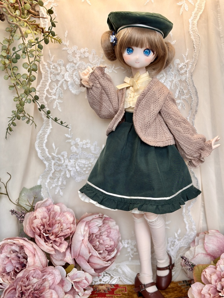 アラン調カーディガン ショート丈 (40センチドール)