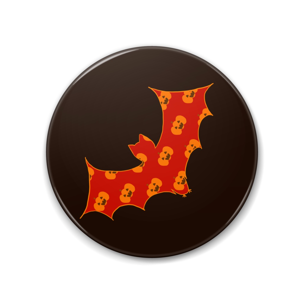 2016ハロウィン缶バッジ　かぼちゃこうもり・赤