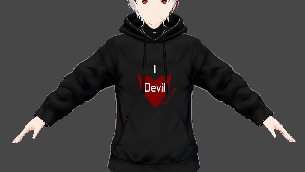 「100¥」VRoid | I love devil hoodie texture