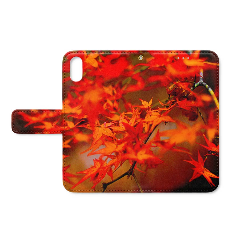 手帳型iPhoneケース【紅葉】