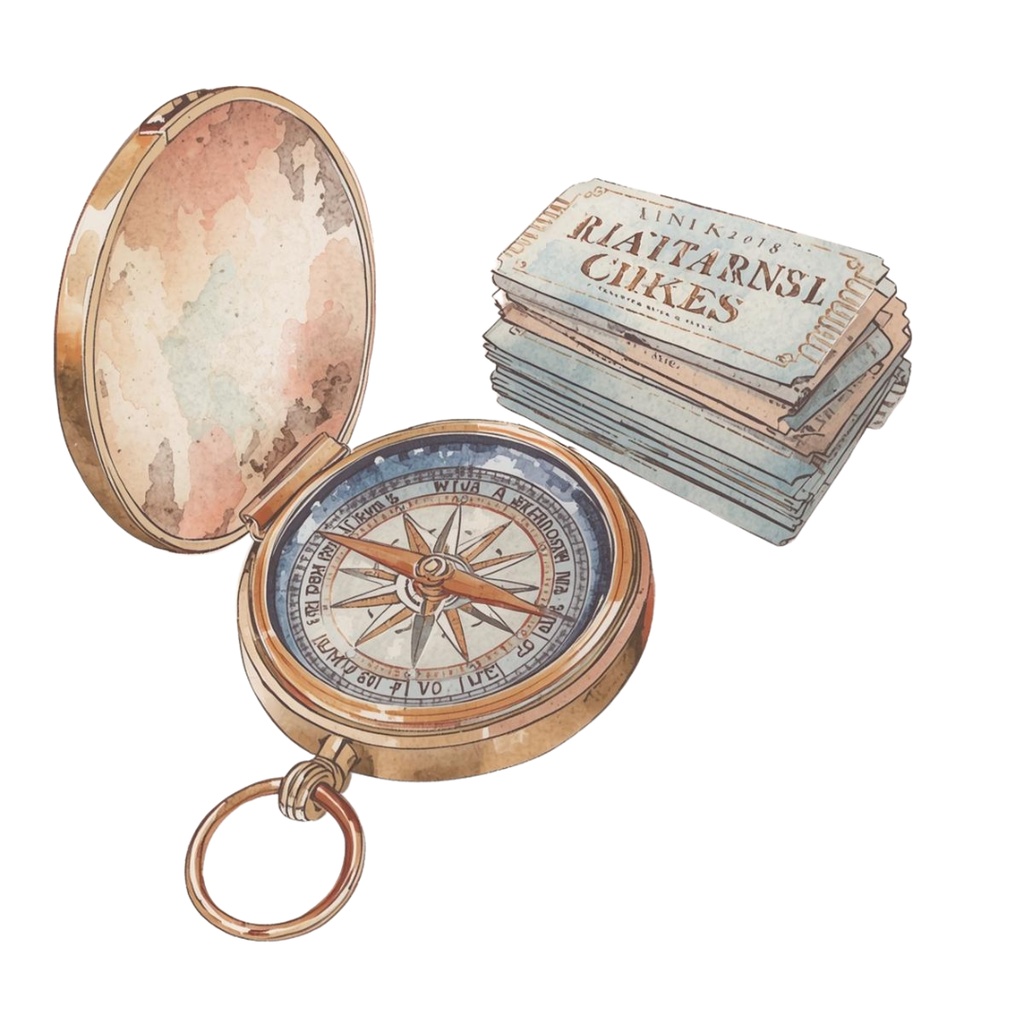 【全12種】水彩&色鉛筆タッチ*アンティークピンクの旅モチーフクリップアートセット