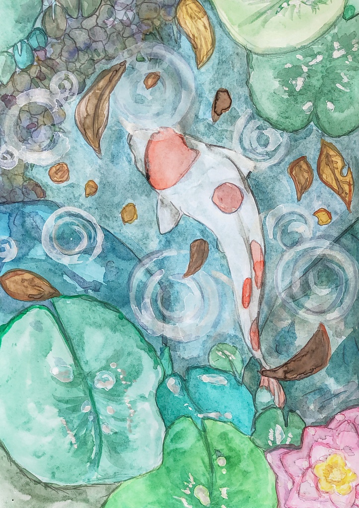 水彩原画　「しとしと、ゆめ」