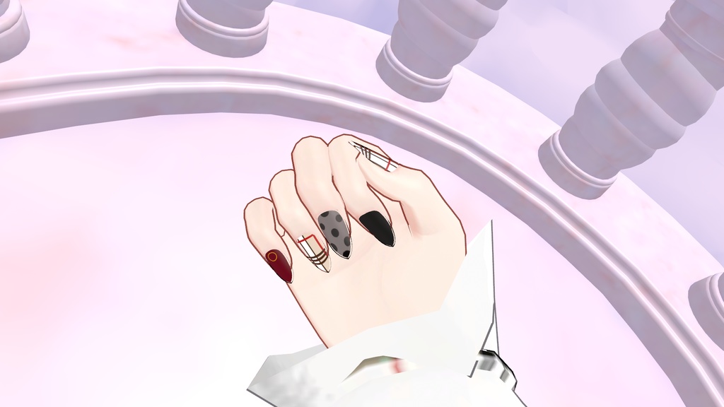 【舞夜(Maya)用】ばーばりーちぇっくネイル ネイルテクスチャ【VRC】