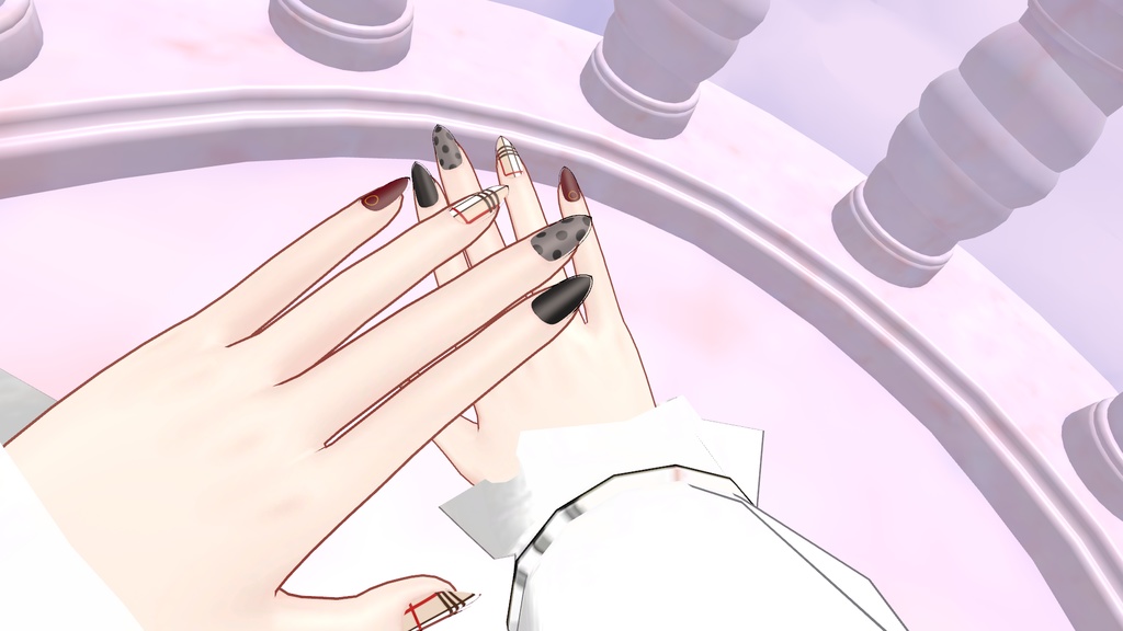 【舞夜(Maya)用】ばーばりーちぇっくネイル ネイルテクスチャ【VRC】