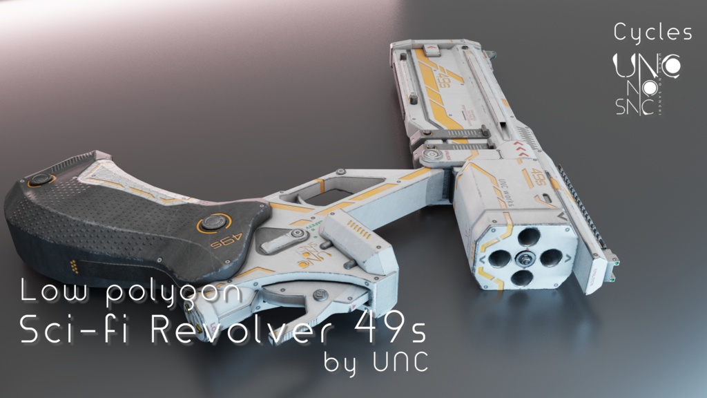 3Dモデル「Revolver 49s」カラバリ6色有り 3D model "Sci-fi Revolver 49s" available in 6 colors