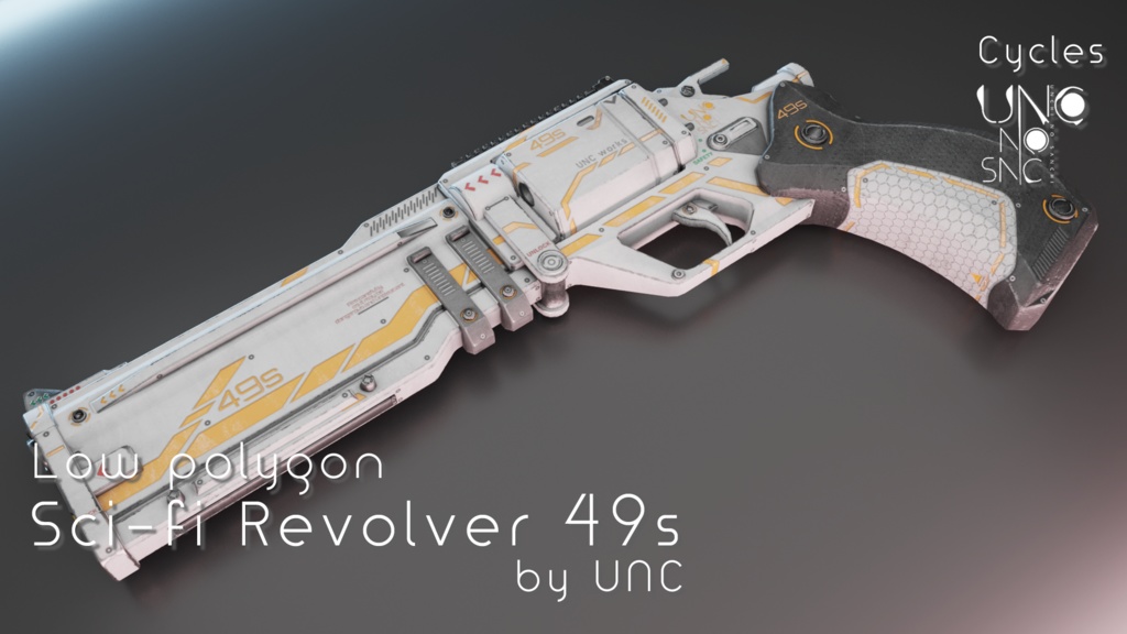 3Dモデル「Revolver 49s」カラバリ6色有り 3D model "Sci-fi Revolver 49s" available in 6 colors