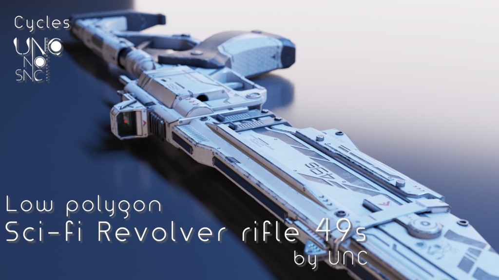 3Dモデル「Sci-fi Revolver rifle 49s」カラバリ6色有り 3D model "Sci-fi Revolver rifle 49s"available in 6 colors