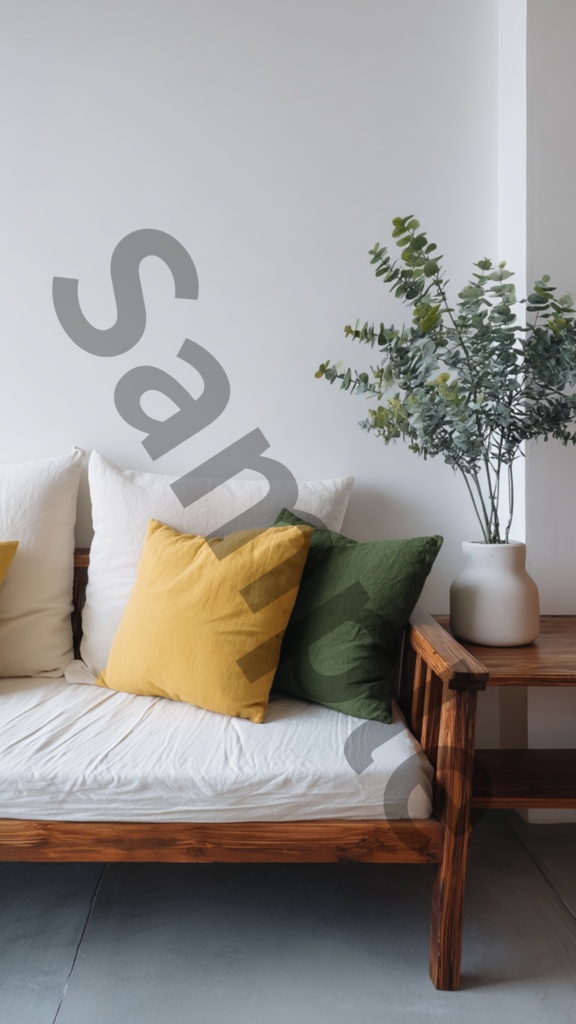 グリーン&イエローの北欧インテリア壁紙|スマホにぴったり10枚セット