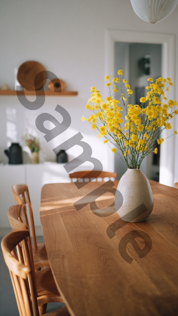 グリーン&イエローの北欧インテリア壁紙|スマホにぴったり10枚セット