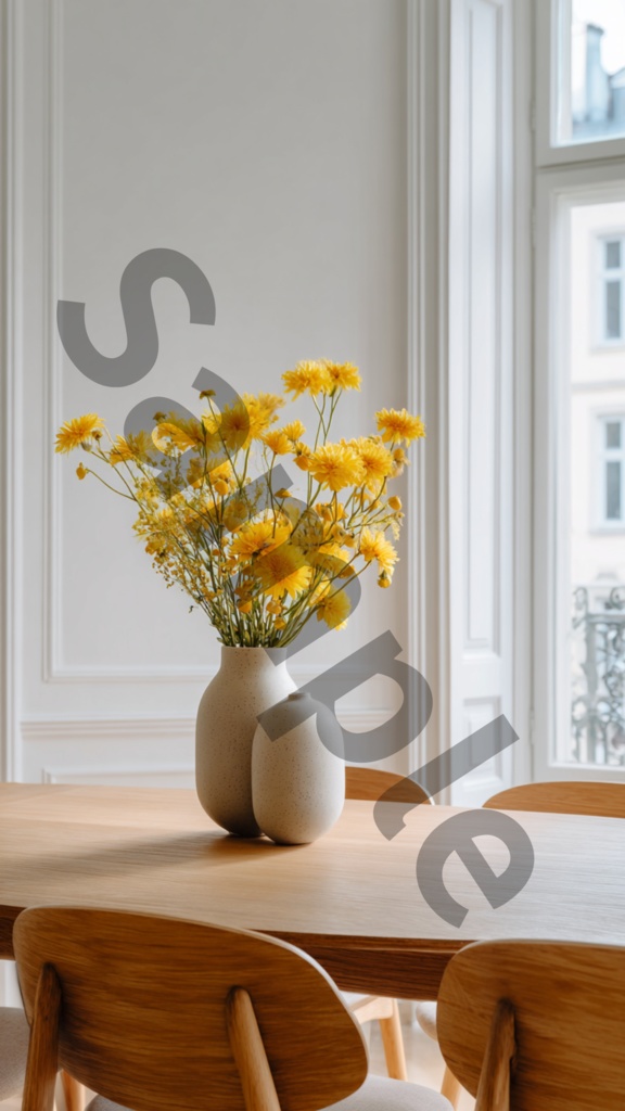 グリーン&イエローの北欧インテリア壁紙|スマホにぴったり10枚セット