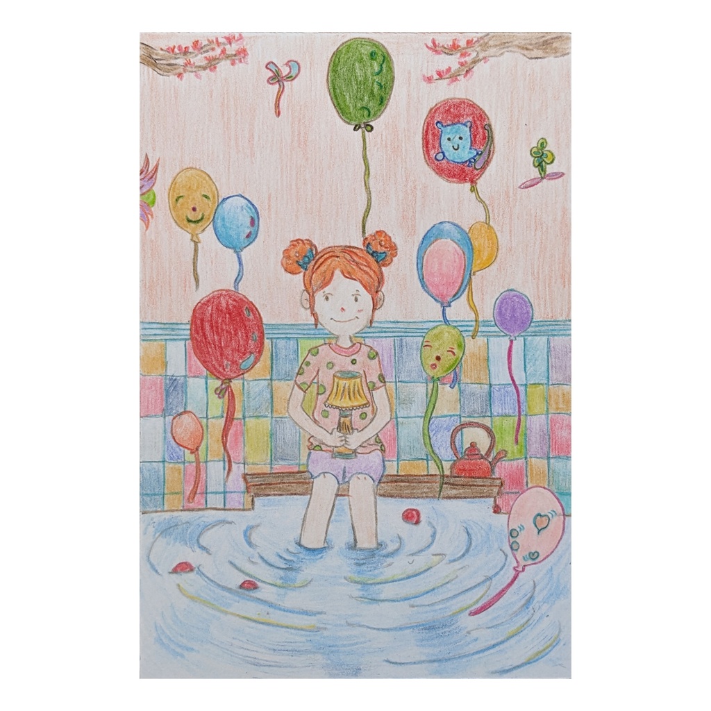 「おとぎの中の一日」原画イラスト(色鉛筆)