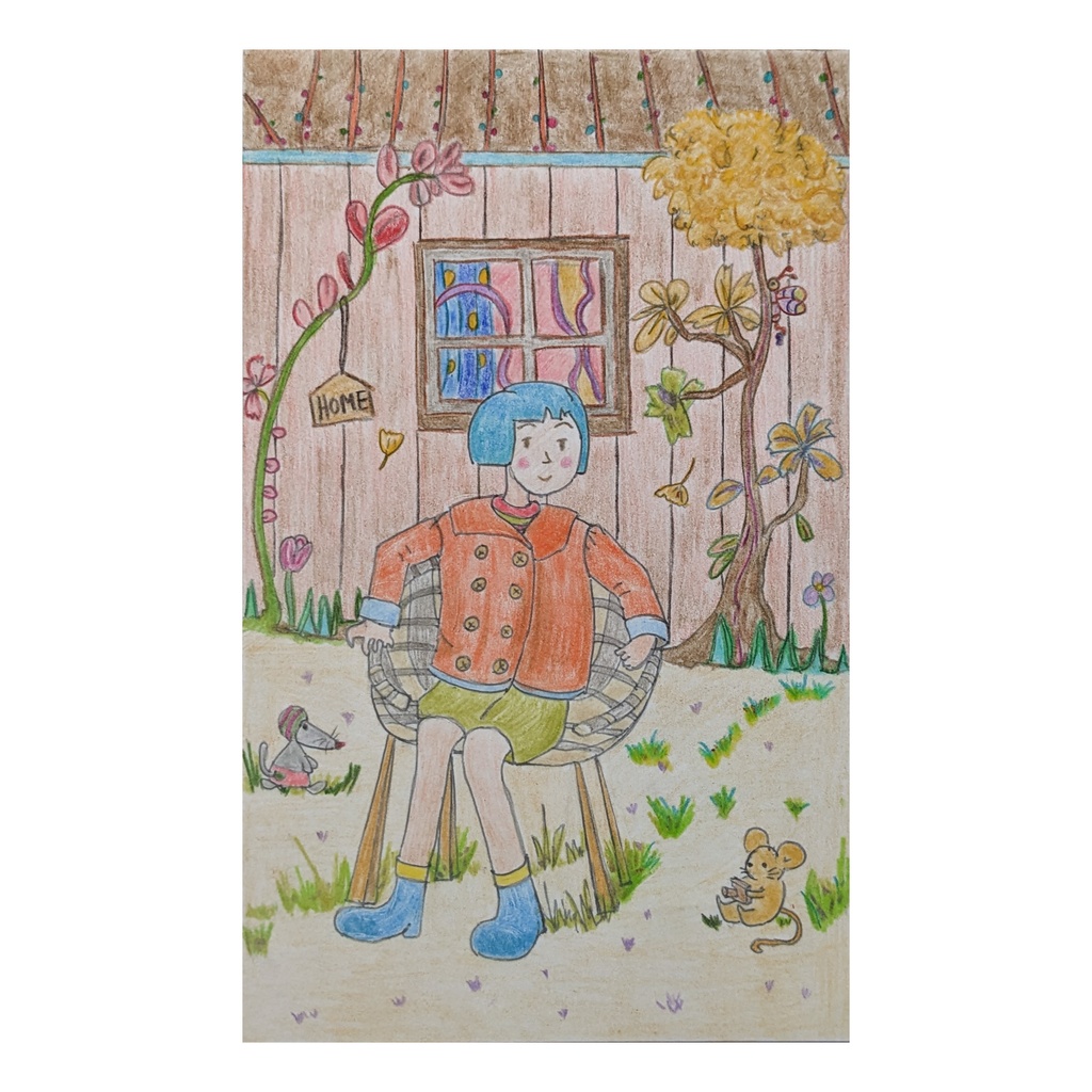 「おとぎの中の一日」原画イラスト(色鉛筆)