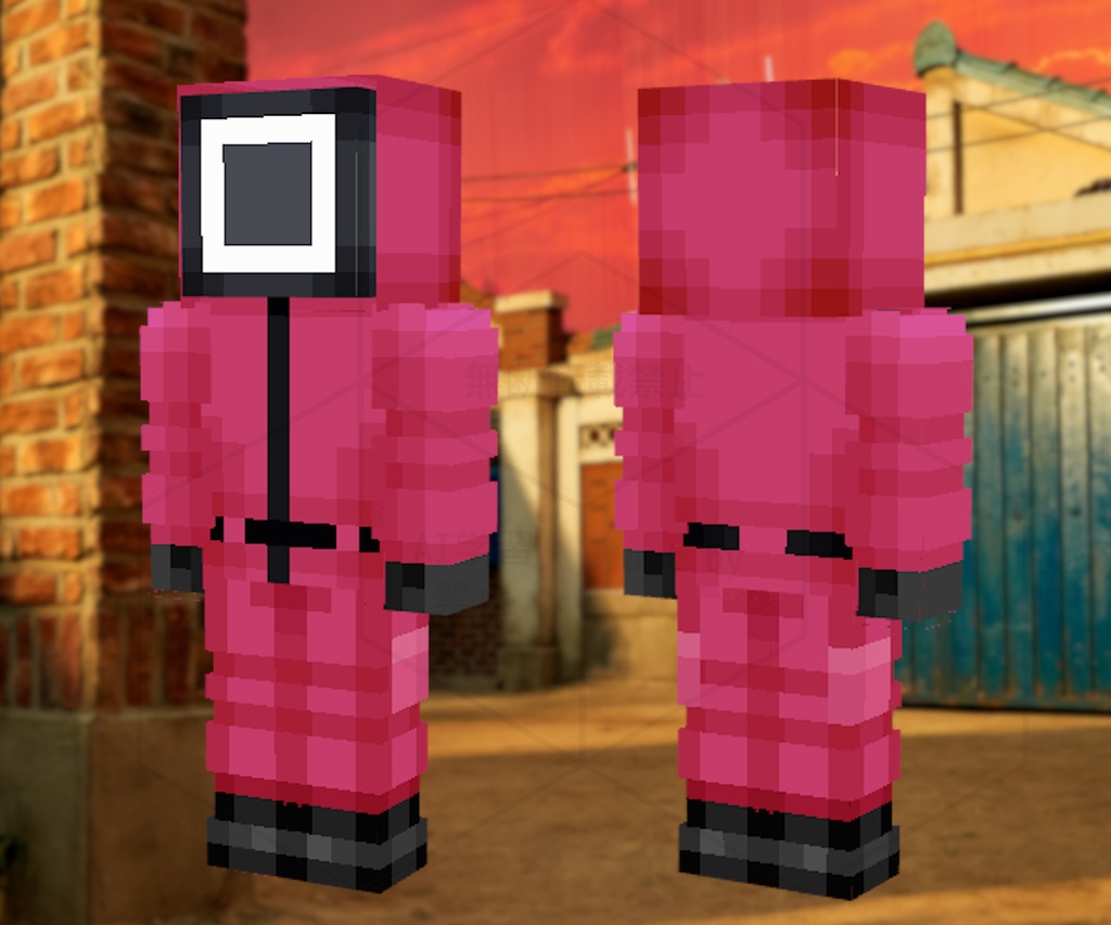 マインクラフト　マイクラ　スキン　イカゲーム　ピンクガード□風スキン