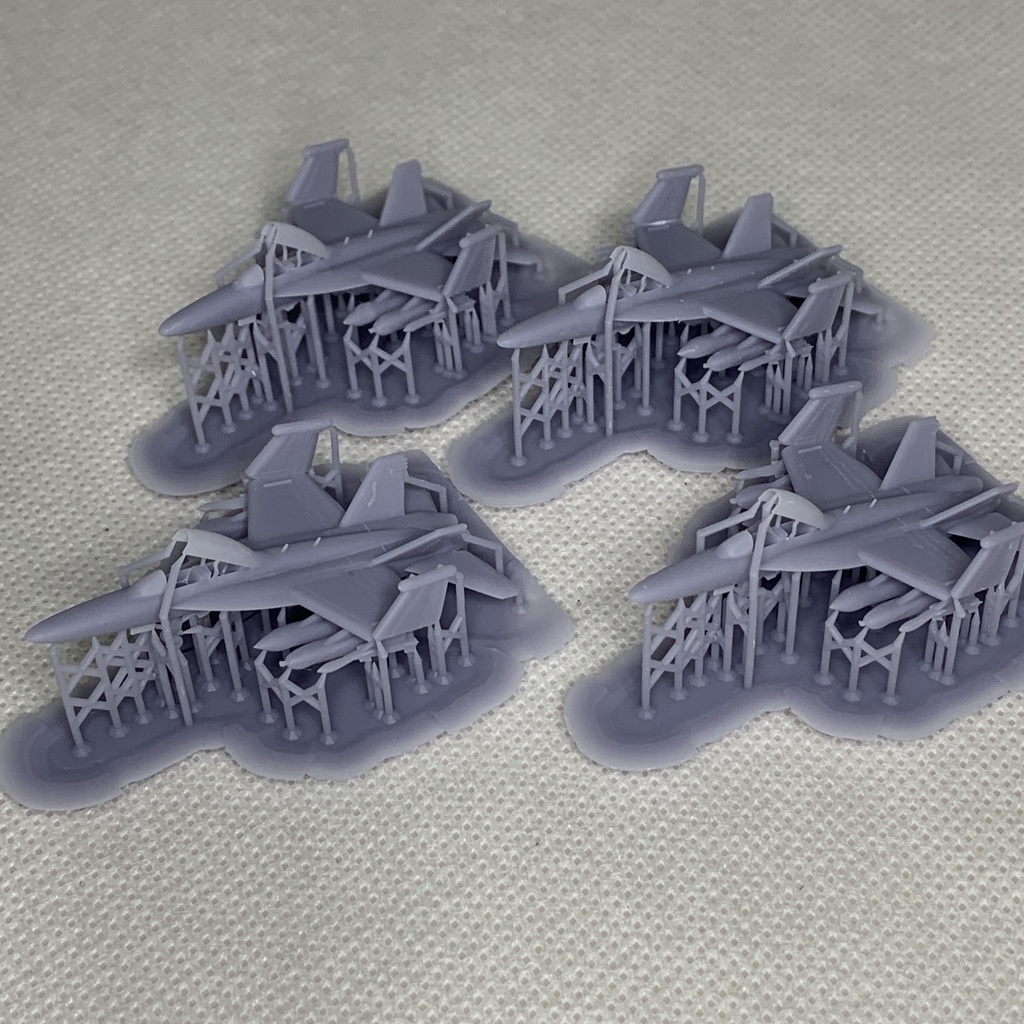 F/A-18F(複座席) ・EA-18G 4機 アメリカ海軍 空母艦載機 1/350 3Dプリント レジンパーツ 艦船模型