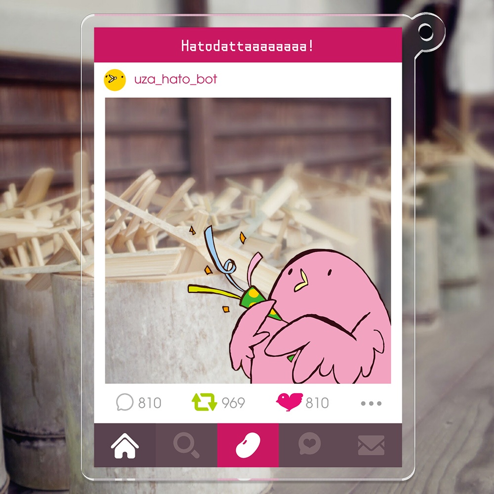 所構わずクラッカーを鳴らすハトのアクキー