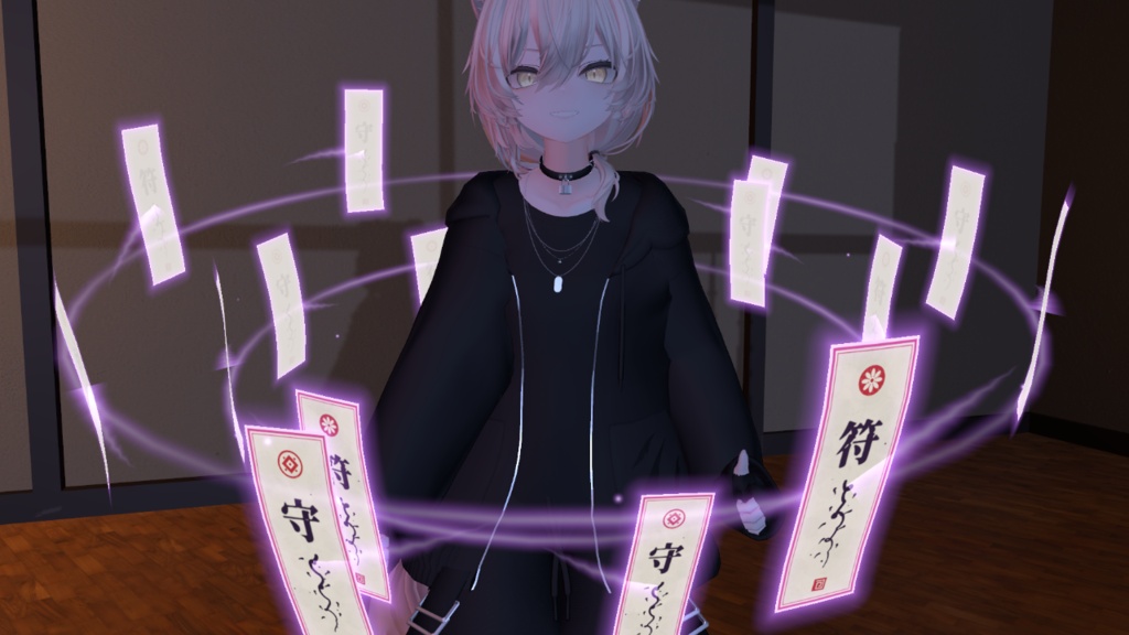 【MA/VRCFury対応】護符 -九符- お札を手で操る 舞う・守る・放つ【PC専用】