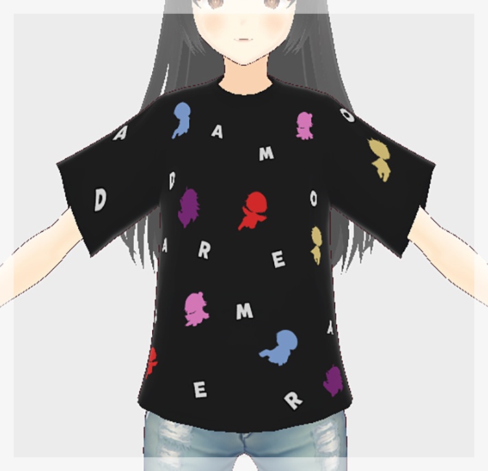【Vroidテクスチャ】だまおれTシャツ／黒&白バージョン【無料】