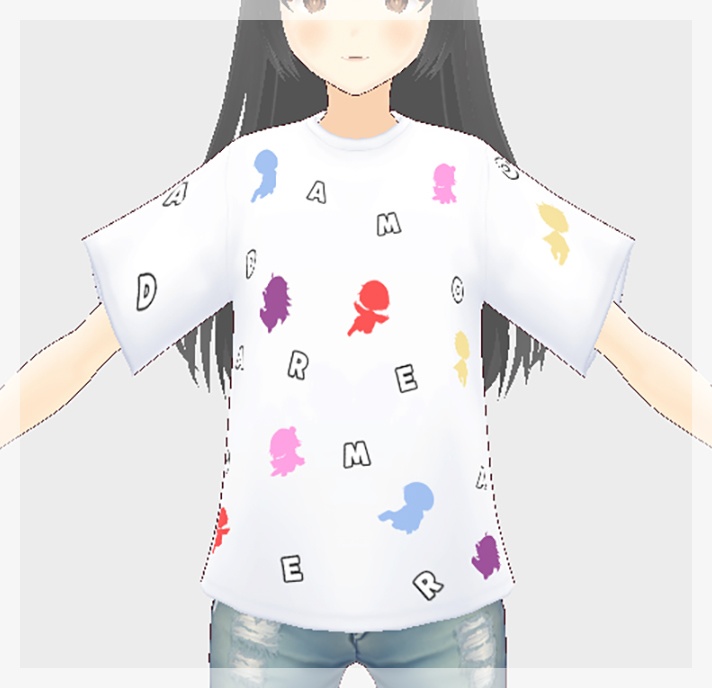 【Vroidテクスチャ】だまおれTシャツ/黒&白バージョン【無料】