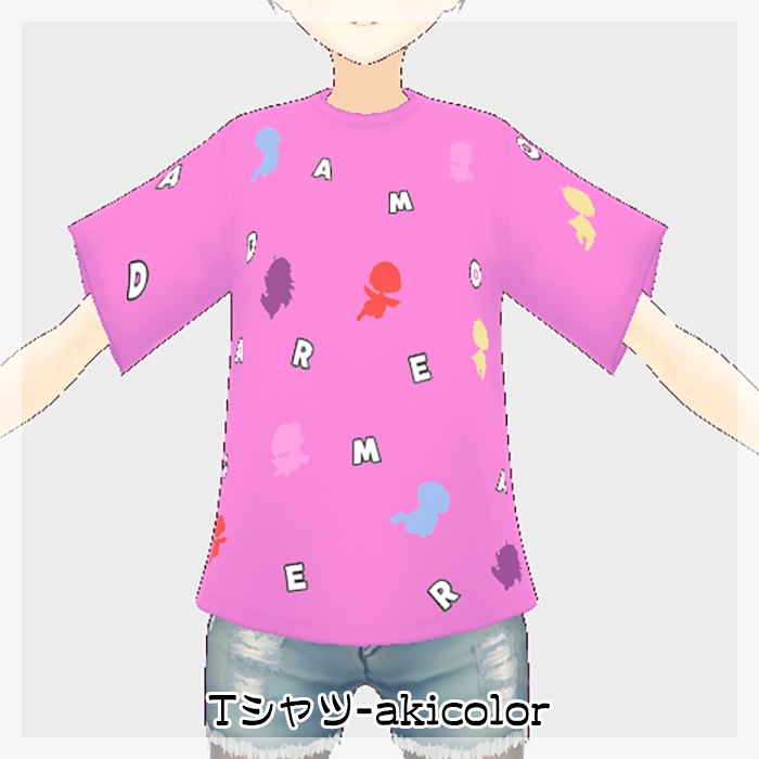 【Vroidテクスチャ】だまおれTシャツ/メンバーカラーバージョン【5種:無料】