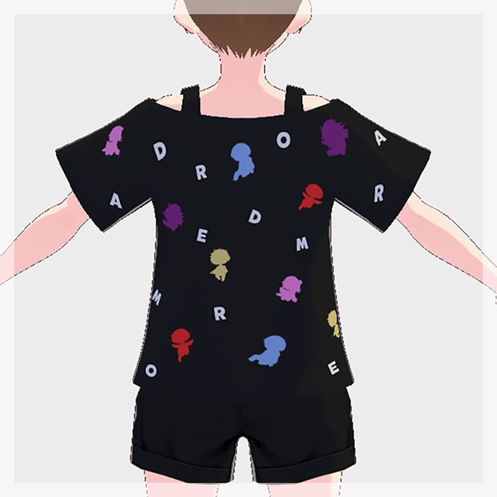【Vroidテクスチャ】だまおれ肩出しTシャツ/黒&白バージョン【無料】