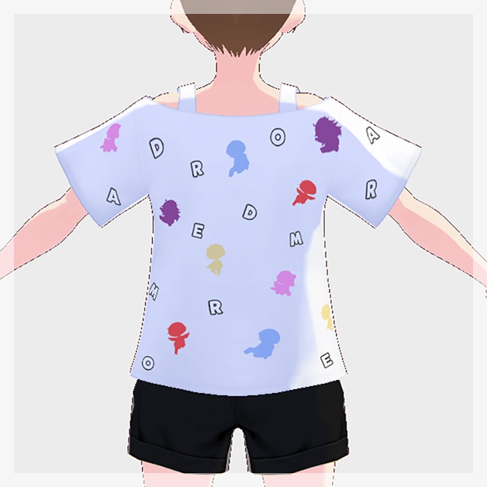 【Vroidテクスチャ】だまおれ肩出しTシャツ/黒&白バージョン【無料】