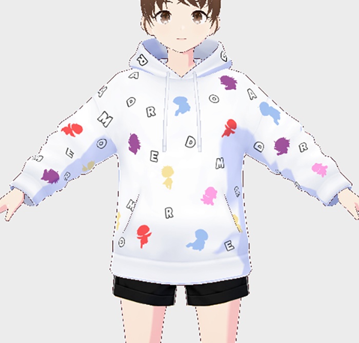 【Vroidテクスチャ】だまおれパーカー/黒&白バージョン【無料】