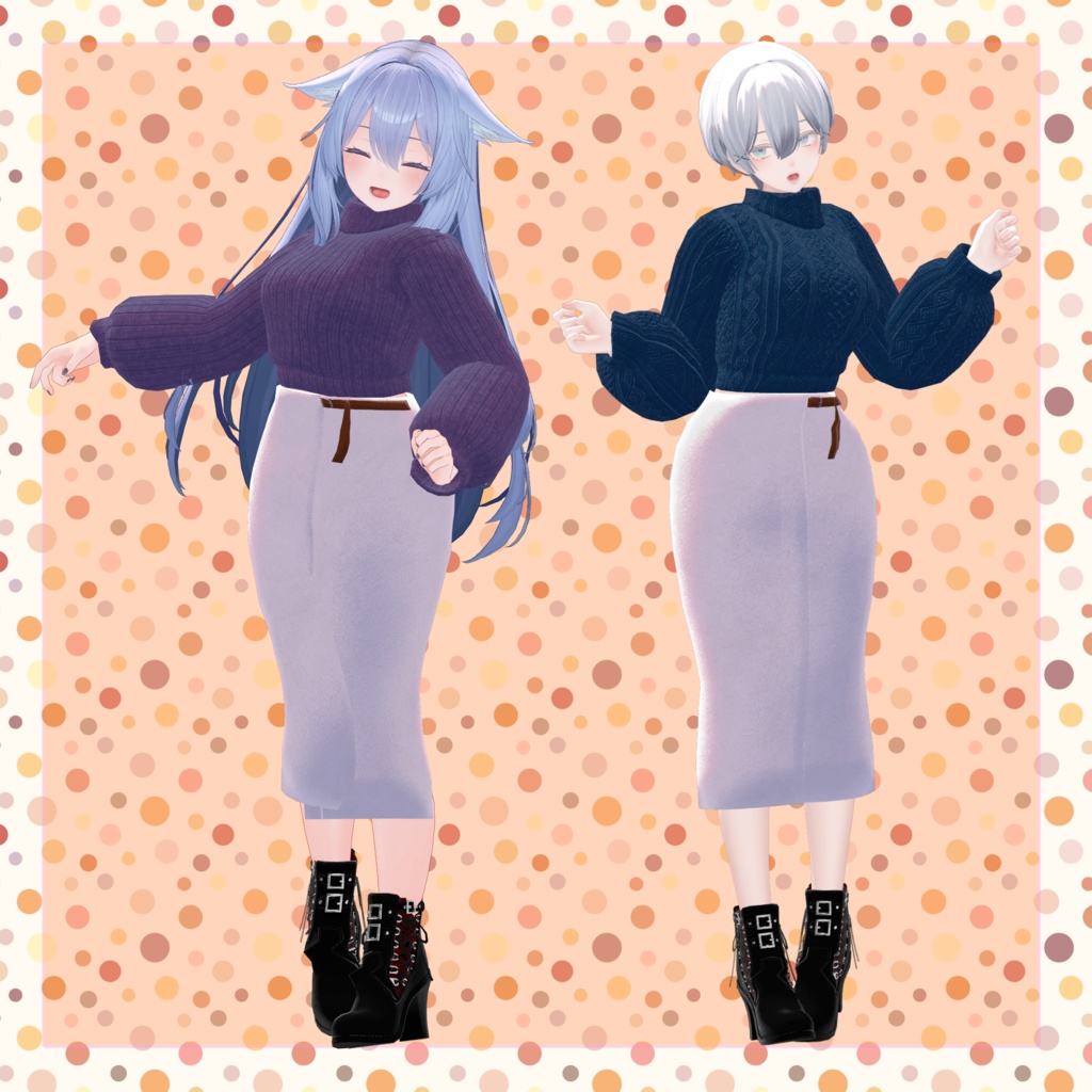 【8アバター対応】秋物セーター&タイトスカート【VRC想定】