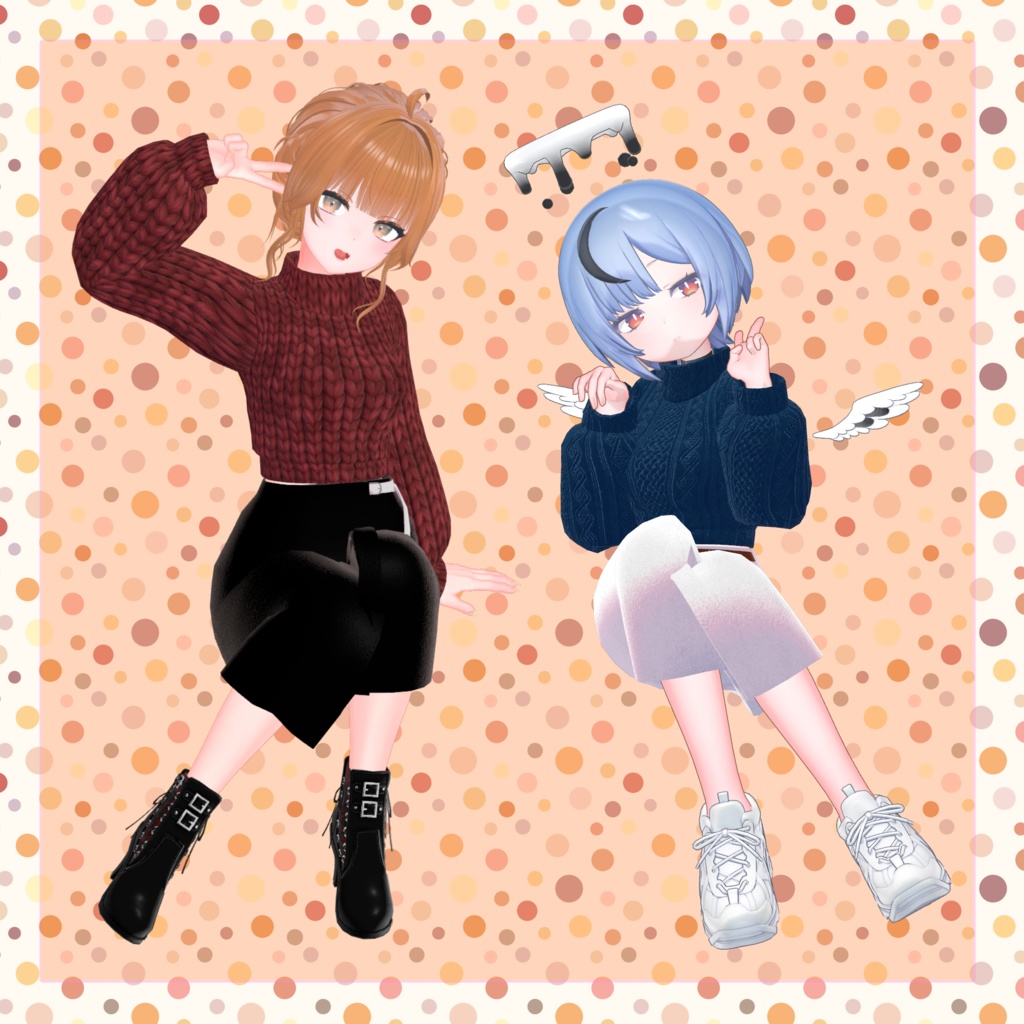 【8アバター対応】秋物セーター&タイトスカート【VRC想定】