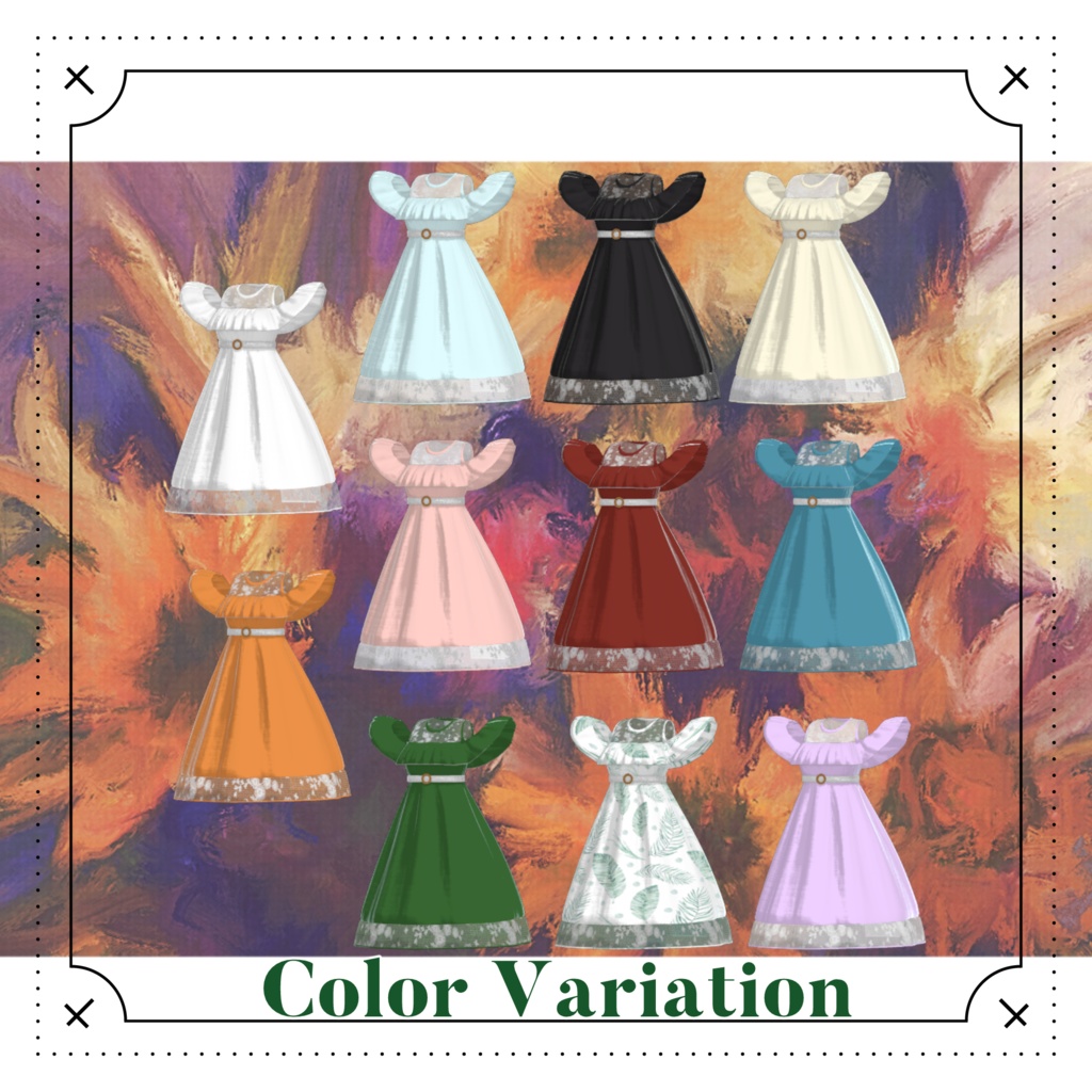 【31アバター対応】Ruffle Trim Dress #28【VRC想定】