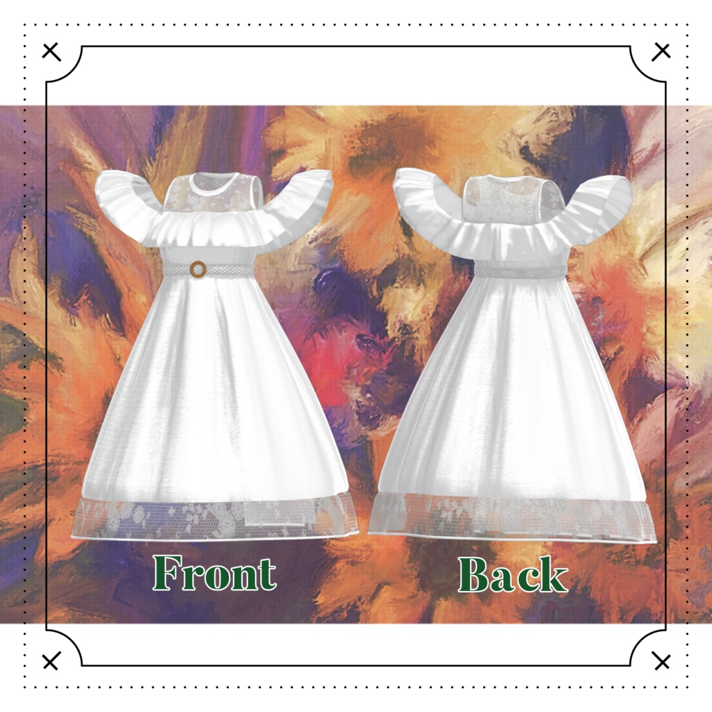 【31アバター対応】Ruffle Trim Dress #28【VRC想定】