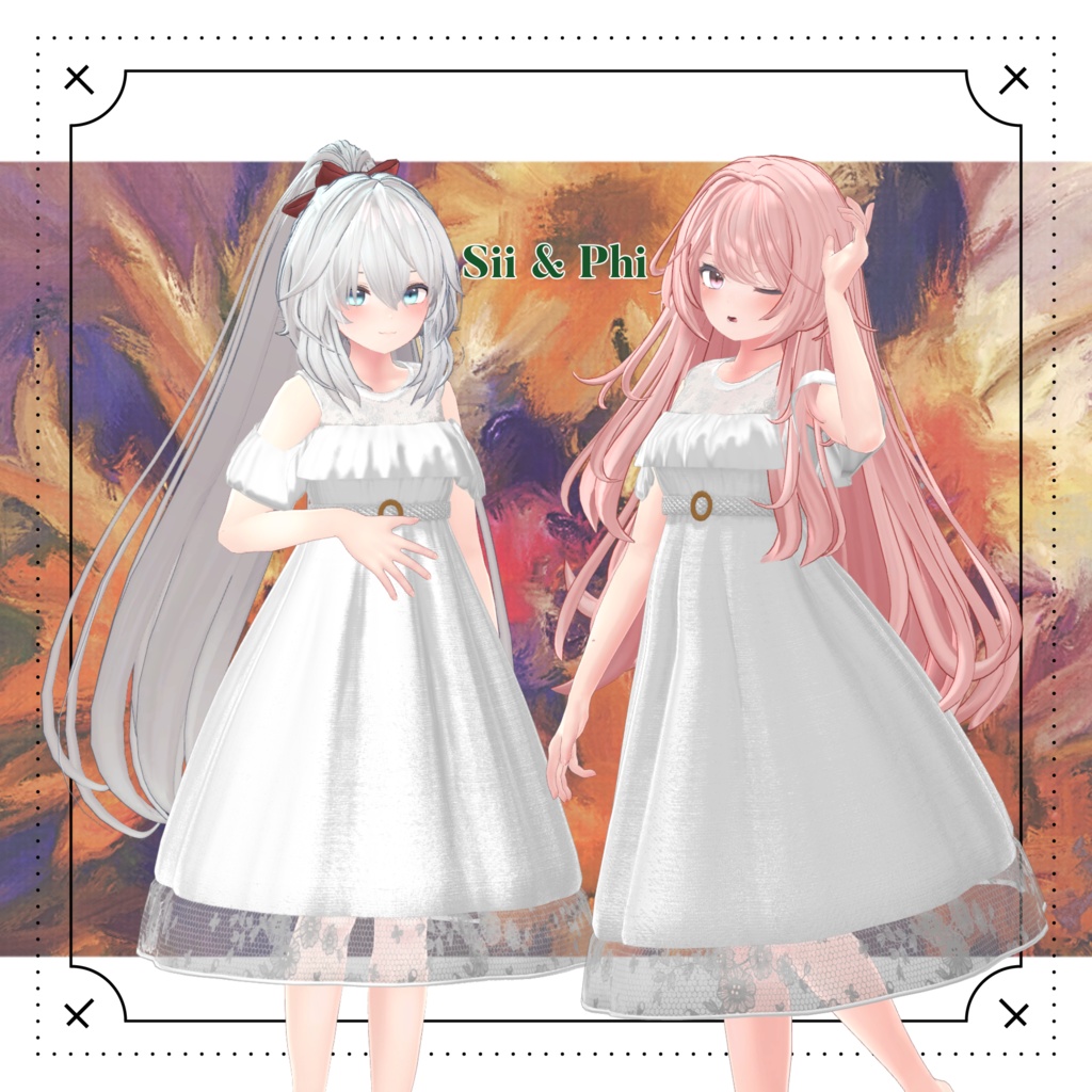 【31アバター対応】Ruffle Trim Dress #28【VRC想定】