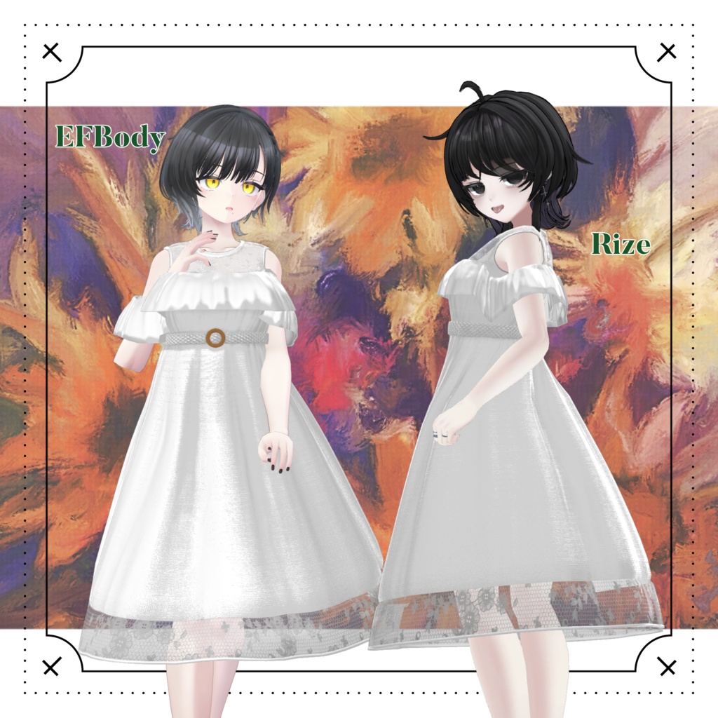 【31アバター対応】Ruffle Trim Dress #28【VRC想定】