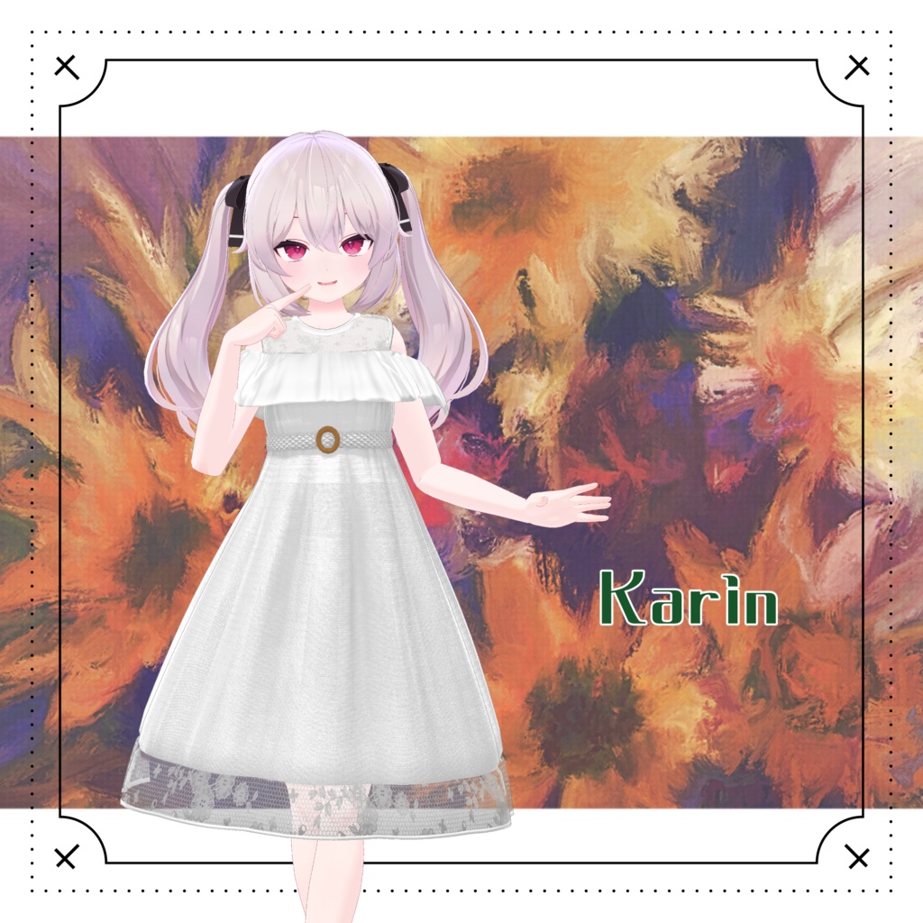 【31アバター対応】Ruffle Trim Dress #28【VRC想定】