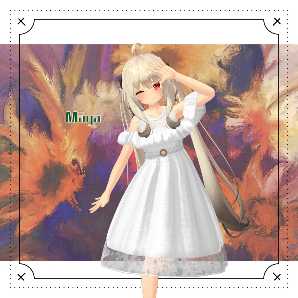 【31アバター対応】Ruffle Trim Dress #28【VRC想定】