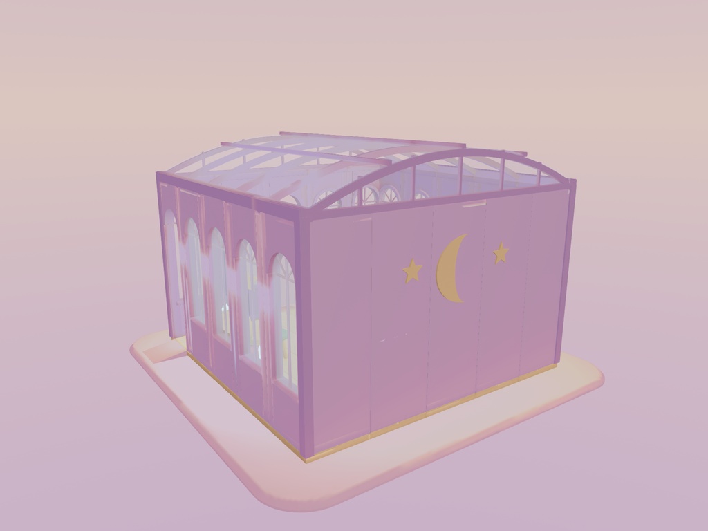 【VRChat向け3Dルーム素材】ゆめかわ・パステルな月灯りのおもちゃ温室|PC温室シーン / Quest Lite素材