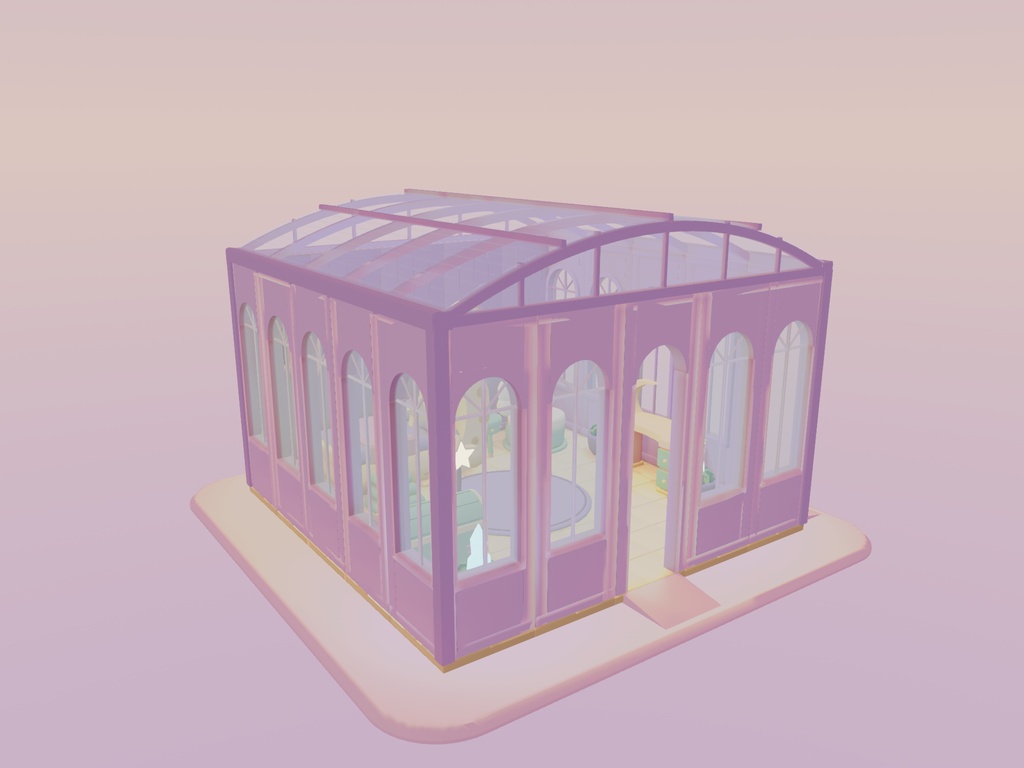 【VRChat向け3Dルーム素材】ゆめかわ・パステルな月灯りのおもちゃ温室|PC温室シーン / Quest Lite素材