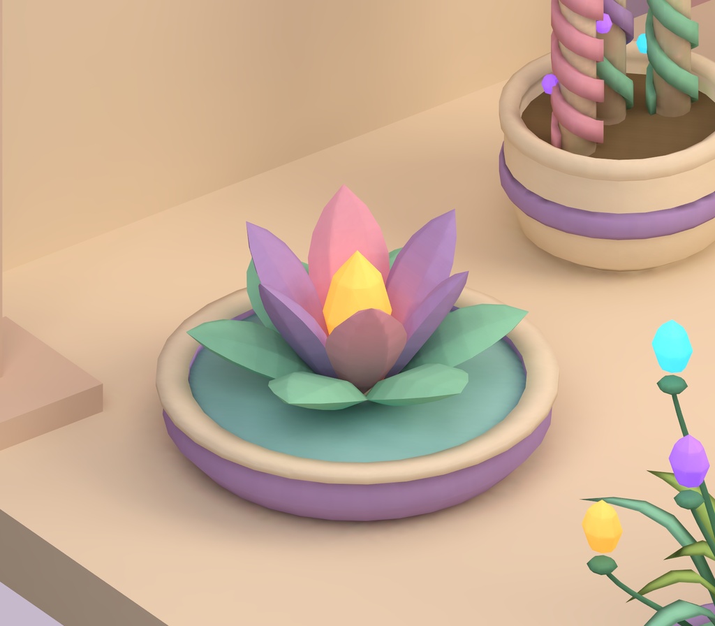 【Unity・3D植物素材】パステルの鉢植え9種セット|草晶の夢庭