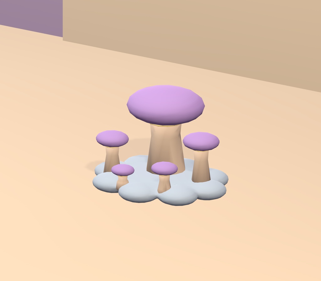 【Unity・3Dキノコ素材】パステルきのこ8種セット|星降るキノコ庭