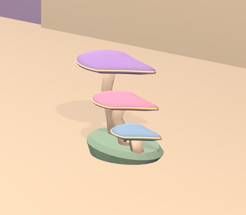 【Unity・3Dキノコ素材】パステルきのこ8種セット|星降るキノコ庭