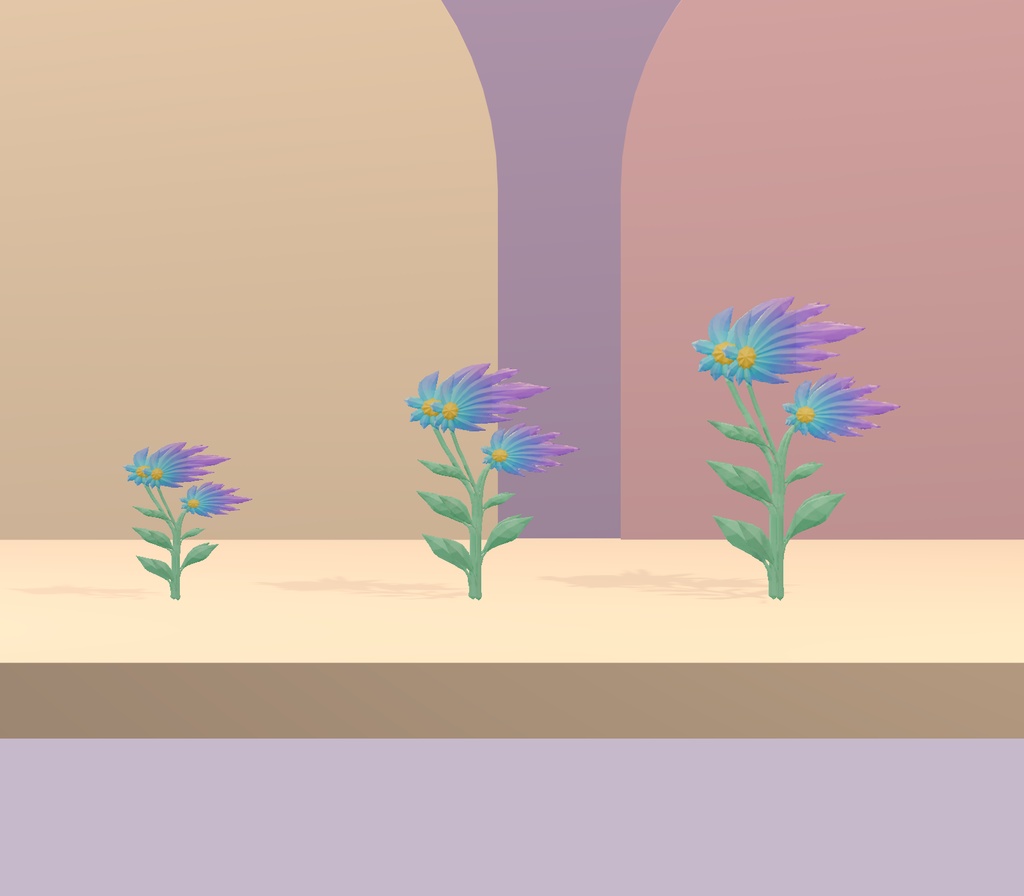 【Unity・3D花素材】パステルの花6種・3サイズ|ベルフラワー・メドウ