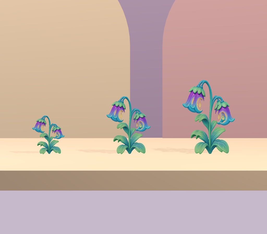 【Unity・3D花素材】パステルの花6種・3サイズ|ベルフラワー・メドウ