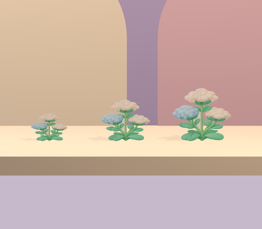【Unity・3D花素材】パステルの花6種・3サイズ|ベルフラワー・メドウ
